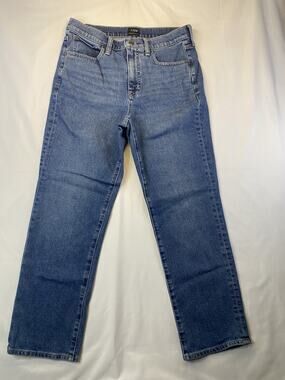 J.Crew Women's Straight Jeans Blue Denim Medium Wash Button 5-Pocket Size 28